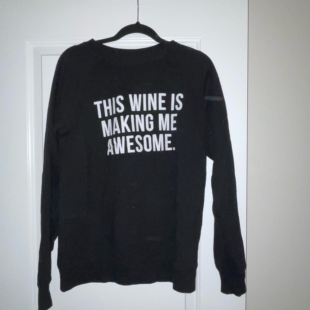 Brunette The Label Black Crewneck Sweater with White Slogan